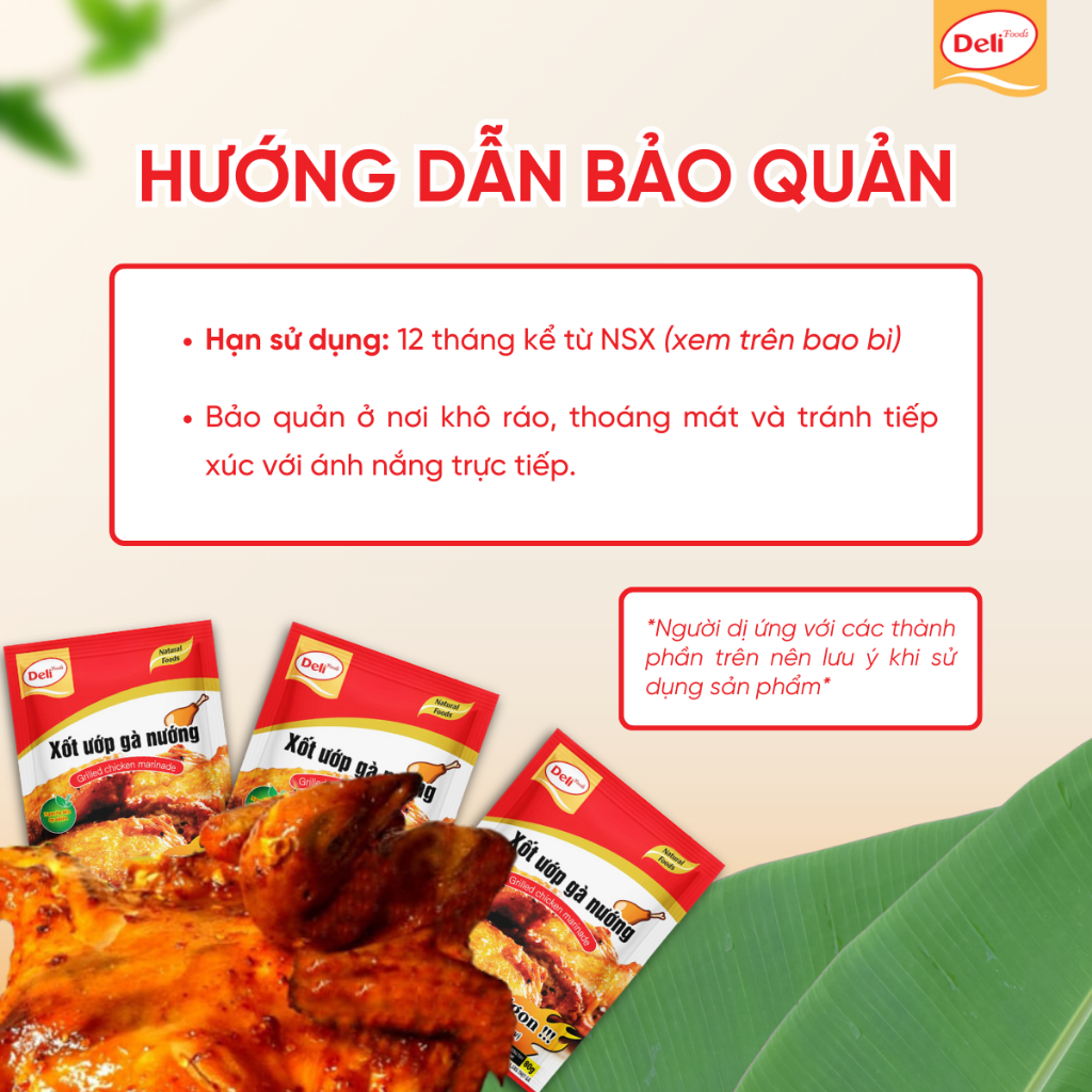 Combo Gia Vị Xốt Ướp Thịt Gà Nướng Deli Foods 80g – Xốt Nêm Sẵn Tạo Màu Mật Ong, Đậm Đà Thơm Ngon
