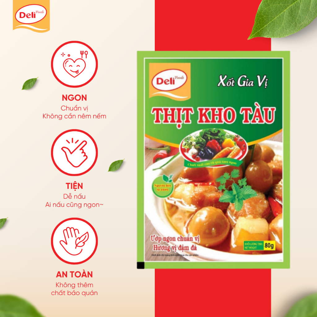 Combo Xốt Gia Vị Ướp Thịt Kho Tàu Deli Foods 80g – Chuẩn Vị, Tạo Màu, Không Cần Nêm Nếm