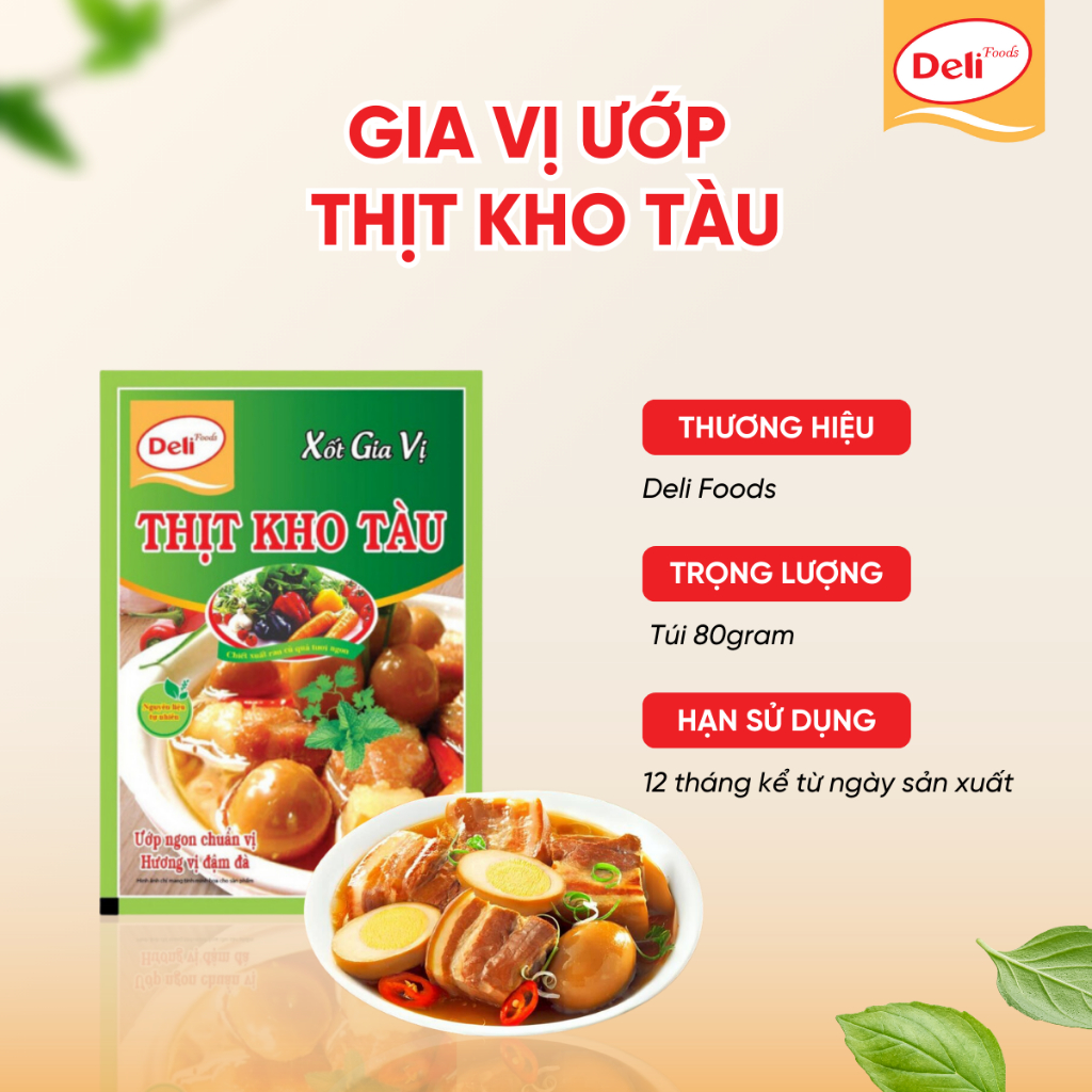 Combo Xốt Gia Vị Ướp Thịt Kho Tàu Deli Foods 80g – Chuẩn Vị, Tạo Màu, Không Cần Nêm Nếm