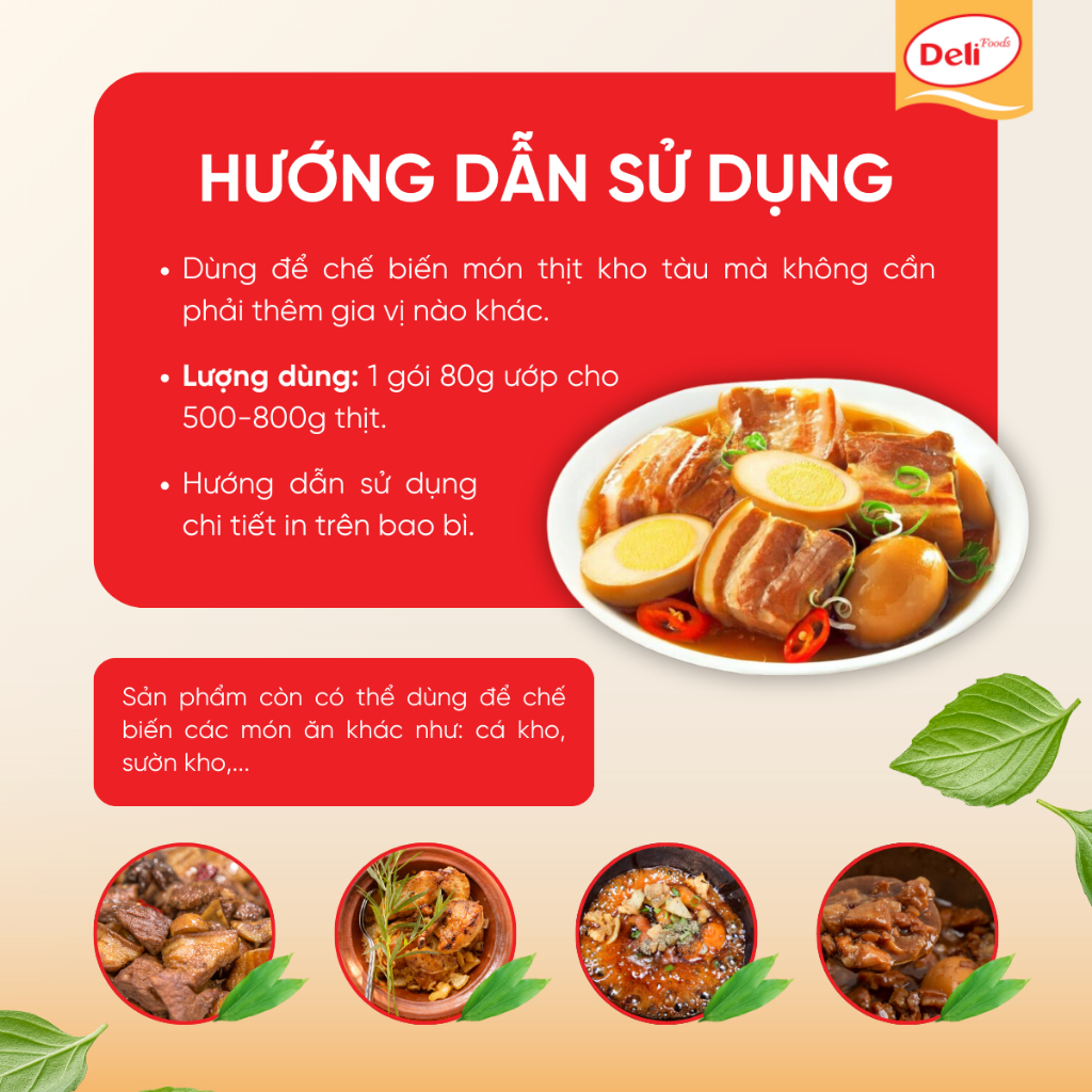 Combo Xốt Gia Vị Ướp Thịt Kho Tàu Deli Foods 80g – Chuẩn Vị, Tạo Màu, Không Cần Nêm Nếm