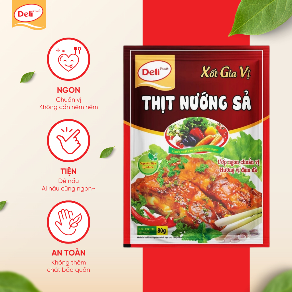 Combo Xốt Ướp Thịt Nướng Sả Deli Foods 80g – Chuẩn Vị, Không Cần Nêm Nếm