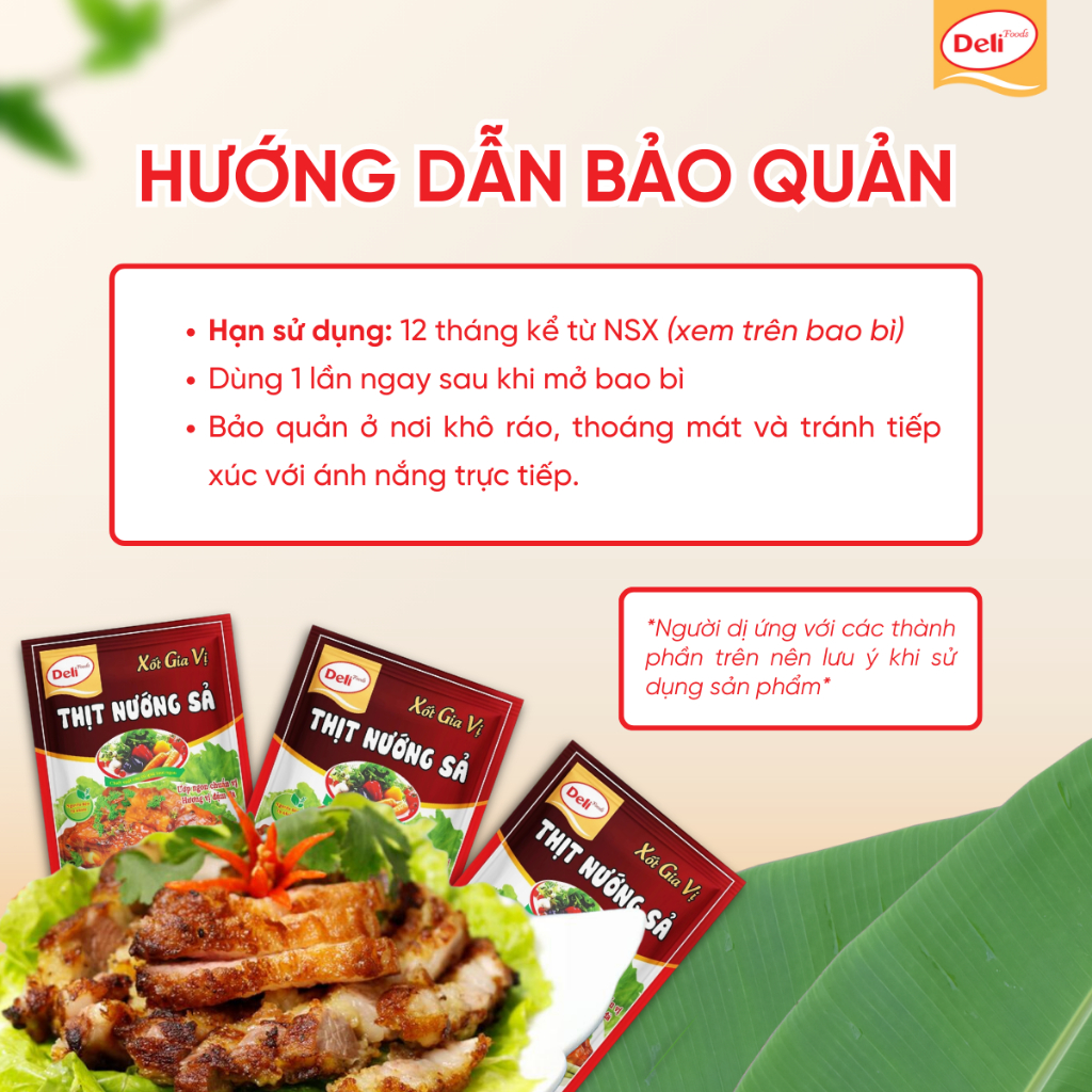 Combo Xốt Ướp Thịt Nướng Sả Deli Foods 80g – Chuẩn Vị, Không Cần Nêm Nếm