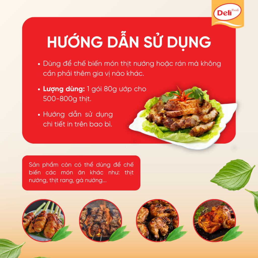 Combo Xốt Ướp Thịt Nướng Sả Deli Foods 80g – Chuẩn Vị, Không Cần Nêm Nếm