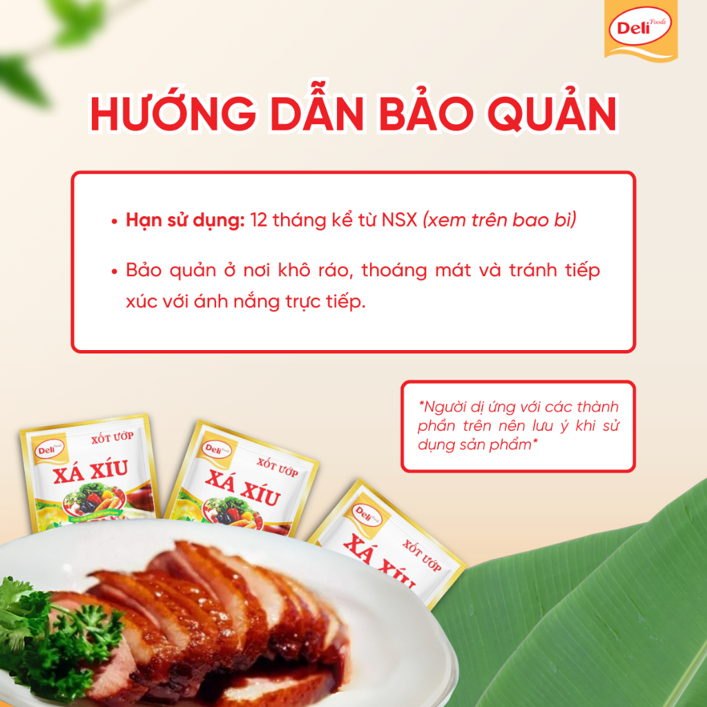 Combo Xốt Ướp Thịt Xá Xíu Deli Foods 80g – Gia Vị Nấu Ăn Nêm Sẵn, Tẩm Ướp Thịt Tròn Vị Thơm Ngon