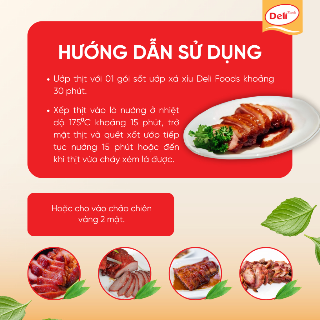 Combo Xốt Ướp Thịt Xá Xíu Deli Foods 80g – Gia Vị Nấu Ăn Nêm Sẵn, Tẩm Ướp Thịt Tròn Vị Thơm Ngon