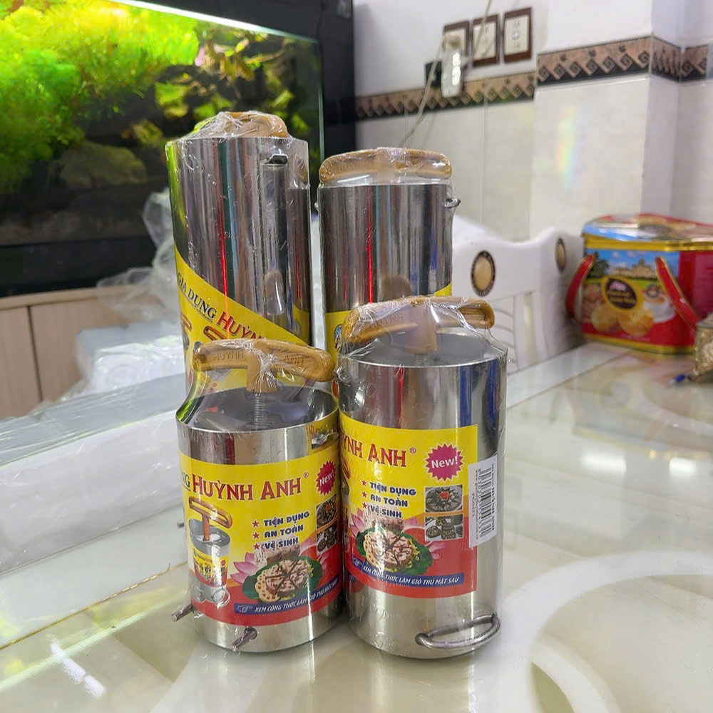 Dụng cụ làm giò chả lụa, khuôn chả thủ đủ kích thước (500g-2kg) - Khuôn inox làm chả lụa Huỳnh Anh cao cấp hàng dày đẹp.