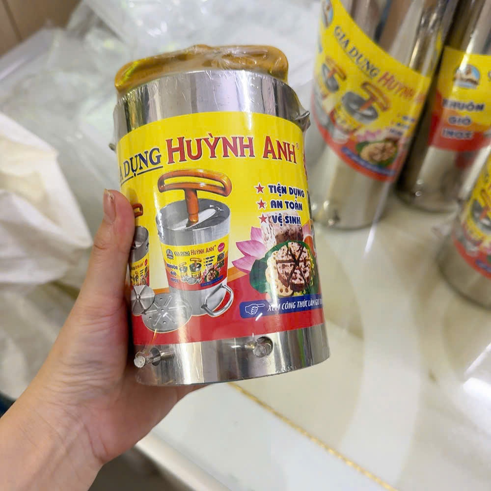 Dụng cụ làm giò chả lụa, khuôn chả thủ đủ kích thước (500g-2kg) - Khuôn inox làm chả lụa Huỳnh Anh cao cấp hàng dày đẹp.