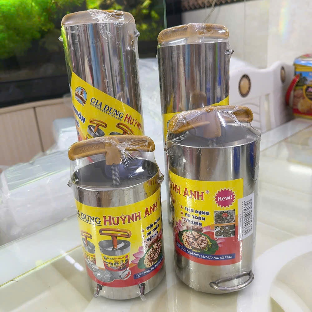 Dụng cụ làm giò chả lụa, khuôn chả thủ đủ kích thước (500g-2kg) - Khuôn inox làm chả lụa Huỳnh Anh cao cấp hàng dày đẹp.