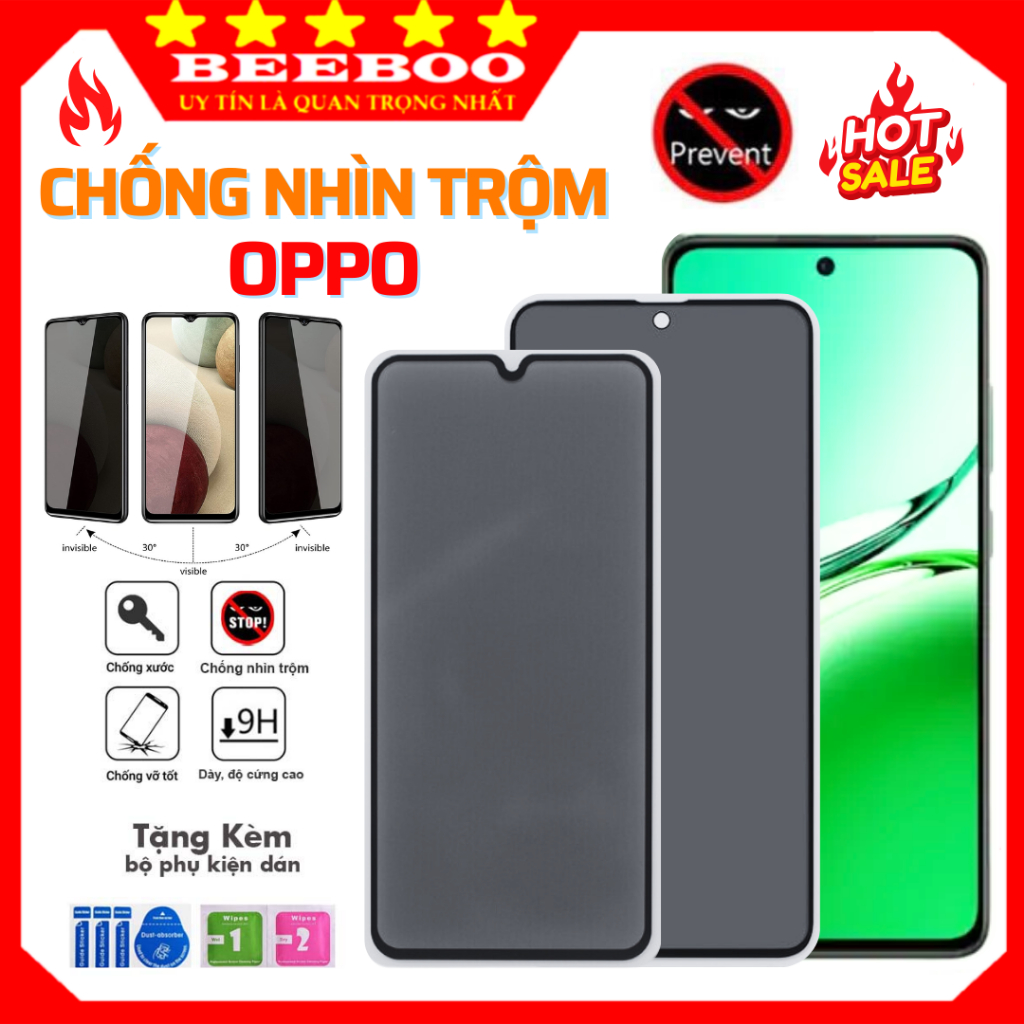 Kính cường lực chống nhìn trộm Oppo Reno 16F 15F 14F 13F 15 14 13 5G A6 A5 Pro A18 A31 A32 A38 A52 A53 A56 5G A3 A3x A5x