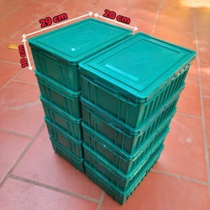 Combo 5-10 Hộp nhựa cũ đa năng có nắp đậy màu xanh lá đựng đồ sửa chữa kim khí đồ dùng cá nhân