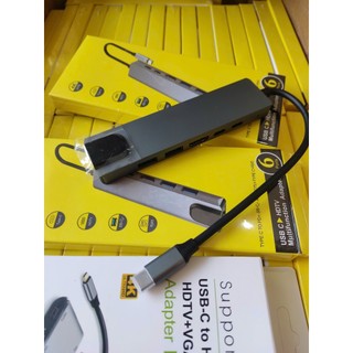 Hub Usb Type C 5 in1 Thunderbolt 3 4 - Bộ chuyển đổi Usb Type sang HDMI,VGA,USB 3.0, 3.5 Audio cho Laptop