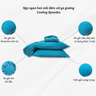 Bộ ga giường gối Lụa Thun Lạnh Spandex Hân Võ Bedding 1m6 1m8 trơn màu, mát mịn, drap ga nệm gối bo thun