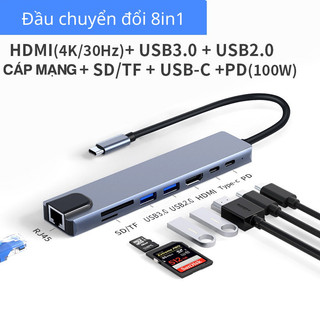 Hub Usb Type C 5 in1 Thunderbolt 3 4 - Bộ chuyển đổi Usb Type sang HDMI,VGA,USB 3.0, 3.5 Audio cho Laptop