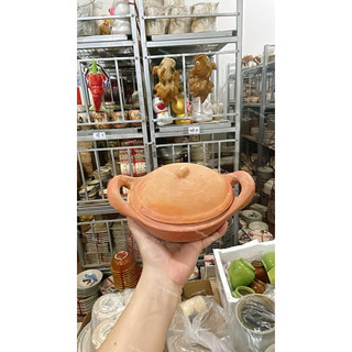 Nồi Đất/Chảo Đất Kho Cá - Tráng Men Lòng - Size 12cm Đến 20cm - Có Quai/Nắp Đậy - Kho Thịt - Nấu Canh - Gốm Đất Nung