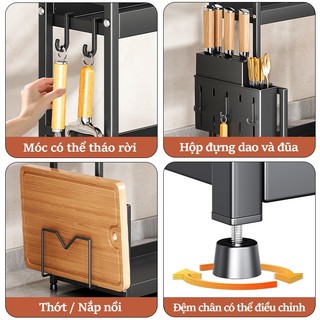 Gslife Kệ Đựng Gia Vị 2/3 tầng sơn tĩnh điện chống gỉ Có thể đặt thớt đũa bát