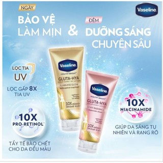 Sữa Dưỡng Thể Vaseline Gluta-Hya Serum Burst uv Lotion 10x .Sáng Da Ban Đêm và Ngày 330ml