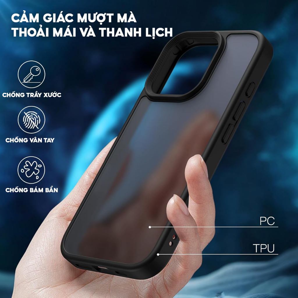 Ảnh 𝗖𝗢𝗠𝗕𝗢 - Ốp LIKGUS Nhám Chống Vân Tay, Chống Sốc 2M + Kính Cường Lực Trong Suốt + Cường Lực Bảo Vệ Camera 1