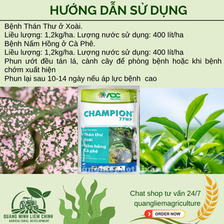 Chế phẩm xử lí nam benh Champion 77WP ADC, Phòng trừ thán thư, nấm hồng (gói 100gram)