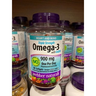 Combo 2  hộp Dầu cá Triple Strength Omega-3 EPA/DHA 900mg with CoQ10 Webber Naturals hộp 80 viên