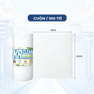 [Combo 2] Cuộn khăn giấy lau bếp trắng KRCLEAN 100 tờ 20x25cm - Khăn lau đa năng, siêu thấm hút, lau mọi bề mặt tiện lợi