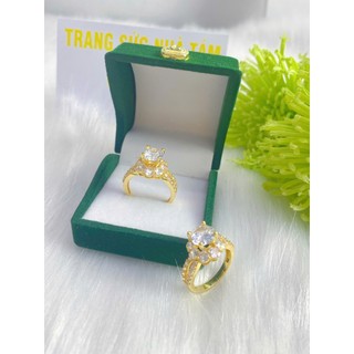 Nhẫn nữ đính đá mạ vàng 18k N020 mặt đá đỏ cao cấp Ti tan