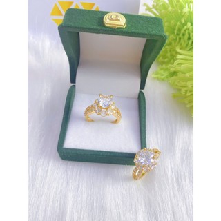 Nhẫn nữ đính đá mạ vàng 18k N020 mặt đá đỏ cao cấp Ti tan