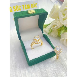 Nhẫn nữ đính đá mạ vàng 18k N020 mặt đá đỏ cao cấp Ti tan