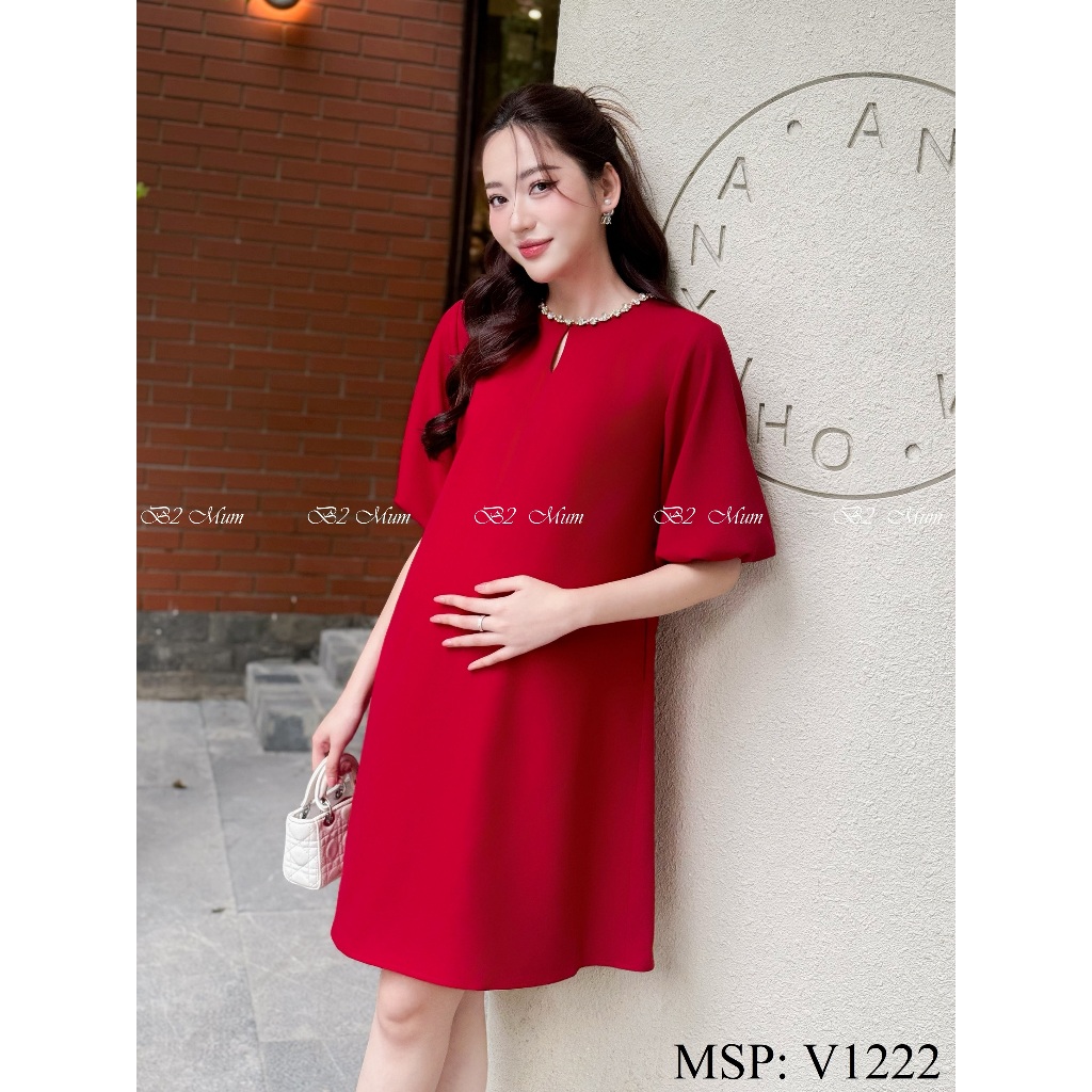 Váy Bầu Tuyết Nhung Xuông Tay Lỡ – Mềm Mại, Tinh Tế Cho Mẹ V1222 Thiết Kế By B2MUM