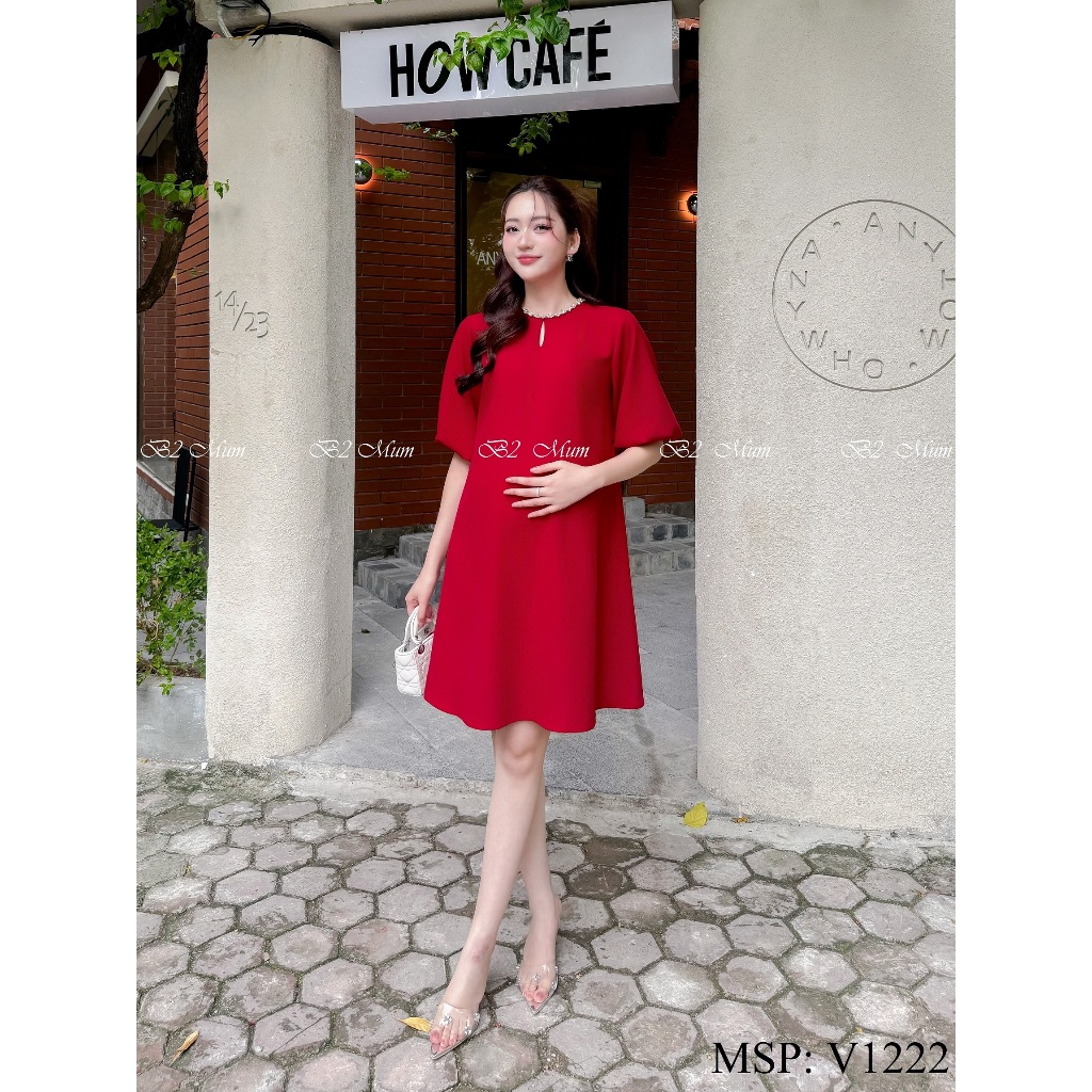 Váy Bầu Tuyết Nhung Xuông Tay Lỡ – Mềm Mại, Tinh Tế Cho Mẹ V1222 Thiết Kế By B2MUM
