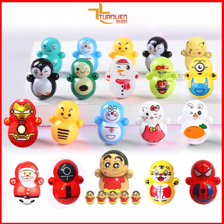 Sét Lật đật Mini, Đồ Chơi Cho Bé Dễ Thương, Lật Đật Mini Doraemon/ Squid Game Nhiều Mẫu Mới Giảm Stress Hiệu Quả