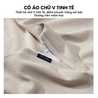 [OUTLET]  Áo thun nam cổ V Minimal Camio nam phong cách Hàn Quốc, vải cotton, viền trắng tinh tế CMO07
