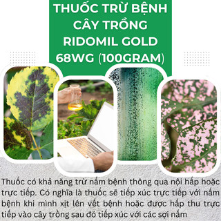 Thuốc Xử Lí Nấm Bệnh cây trồng RIDOMIL GOLD 68WG - Gói 100gram, sương mai, thán thư, đốm lá