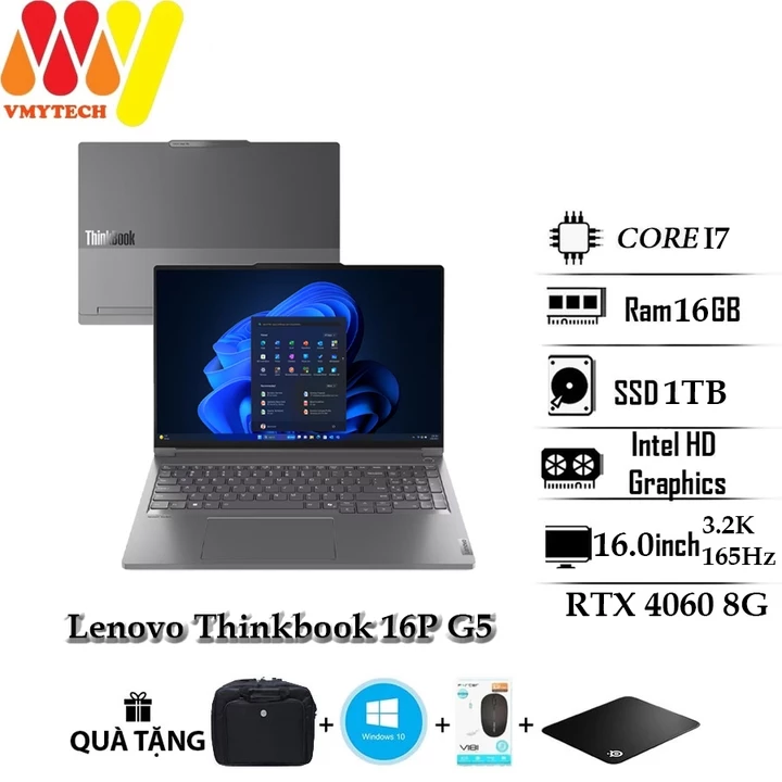 Lenovo Thinkbook 16P G5, Core i7-14650Hx, Ram 16GB, SSD 1TB, RTX 4060 8G, 16inch 3.2k 165Hz 430Nits