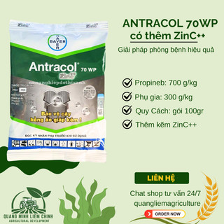 Chế phẩm xử lí nấm cây trồng ANTRACOL 70WP (100gram), áo giáp kẽm bảo vệ cây, dạng bột