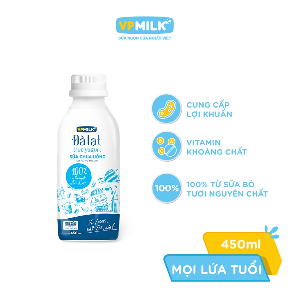 Ảnh Sữa chua uống VPMilk Đà Lạt True Yogurt - chai 450ml 2