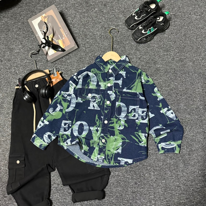 Set 2 áo khoác bò và áo nỉ hoodie cho bé size từ 30-56kg áo khoác jean bé trai hàng đẹp