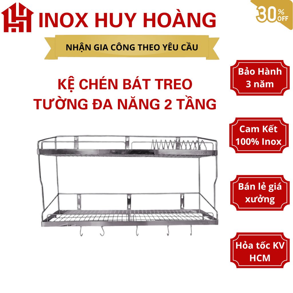 Kệ chén bát treo tường đa năng, kệ để chén bát 2 tầng, kệ inox để chén ...