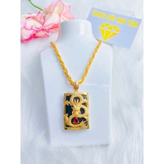 Dây chuyền Trang sức  mặt  rồng xanh sang trọng đẳng cấp mạ vàng 18K cao cấp dành cho nam giới - Trang sức Tám đắc