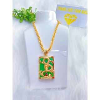 Dây chuyền Trang sức  mặt  rồng xanh sang trọng đẳng cấp mạ vàng 18K cao cấp dành cho nam giới - Trang sức Tám đắc