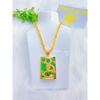 Dây chuyền Trang sức  mặt  rồng xanh sang trọng đẳng cấp mạ vàng 18K cao cấp dành cho nam giới - Trang sức Tám đắc