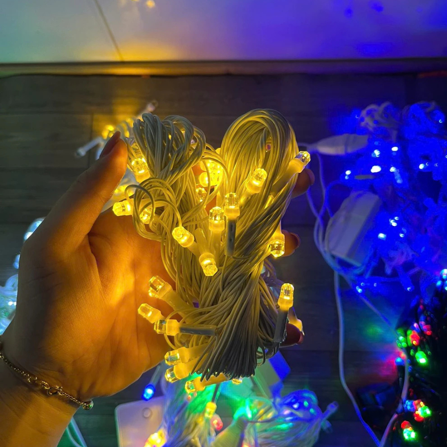 Dây Đèn LED Chớp Lục Giác 10m - 50 bóng Trang trí Noel - Lễ - Tết