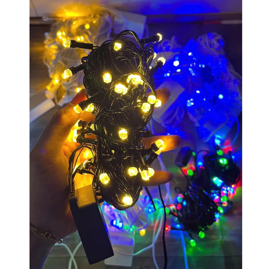 Dây Đèn LED Chớp Lục Giác 10m - 50 bóng Trang trí Noel - Lễ - Tết