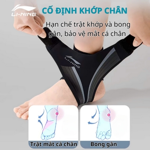 Băng quấn cổ chân LINING LDEU157, băng quấn cố định khớp chân hạn chế chấn thương cõ dãn đàn hồi tốt