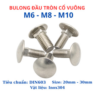 Bulong Cổ Vuông INOX 304 M6 M8 M10 - Ốc Đầu Dù Cổ Vuông Lắp Thang Máng Cáp, Đồ Gỗ, Pin Mặt Trời - Không Gỉ Sét Cao Cấp