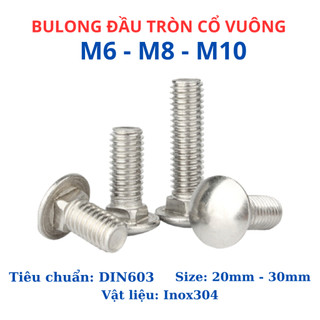 Bulong Cổ Vuông INOX 304 M6 M8 M10 - Ốc Đầu Dù Cổ Vuông Lắp Thang Máng Cáp, Đồ Gỗ, Pin Mặt Trời - Không Gỉ Sét Cao Cấp