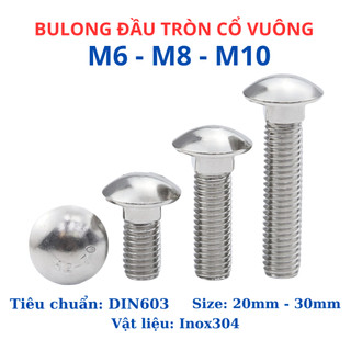 Bulong Cổ Vuông INOX 304 M6 M8 M10 - Ốc Đầu Dù Cổ Vuông Lắp Thang Máng Cáp, Đồ Gỗ, Pin Mặt Trời - Không Gỉ Sét Cao Cấp
