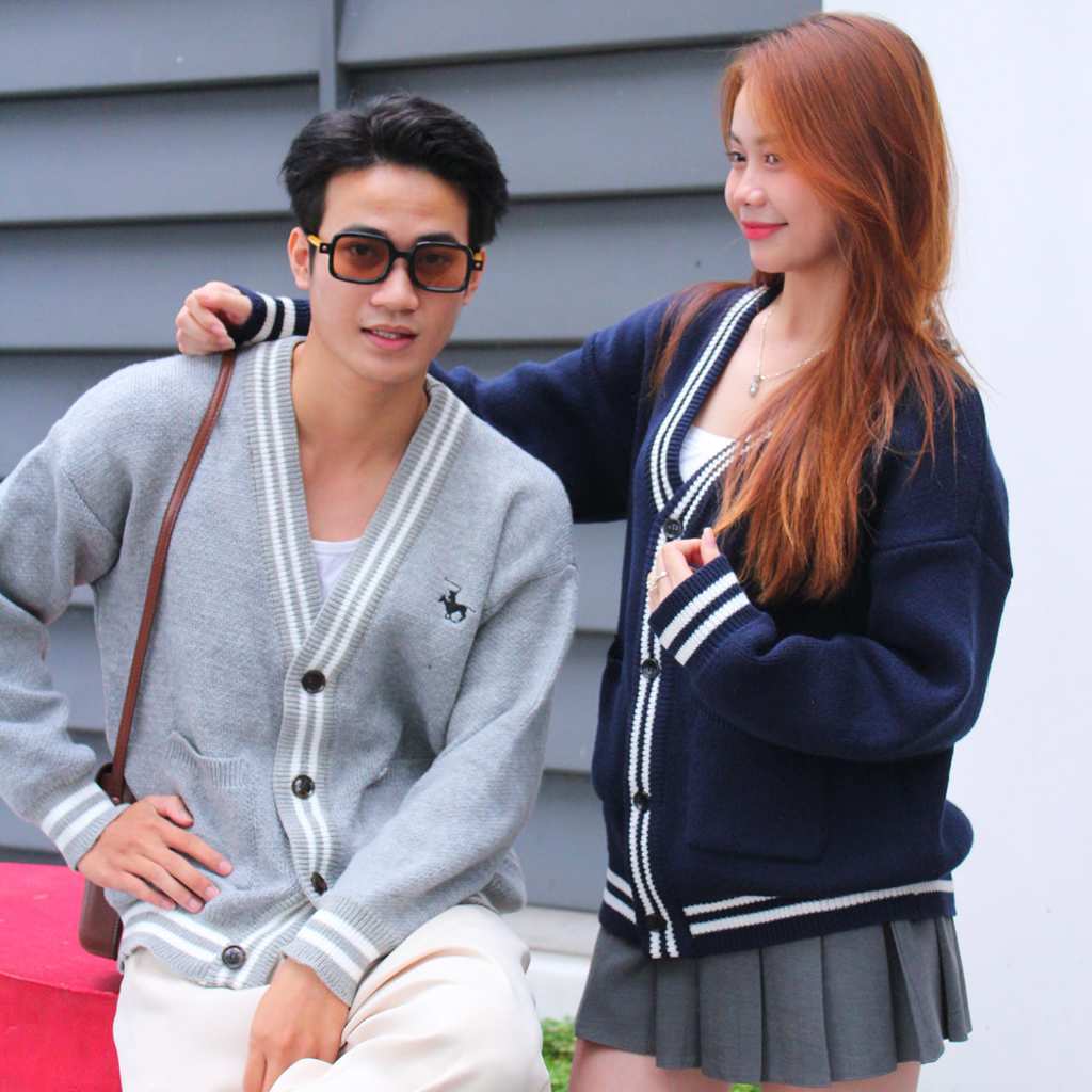 Áo khoác len cardigan nam cổ chữ V dài tay thu đông form rộng phong cách Hàn Quốc Halley N28