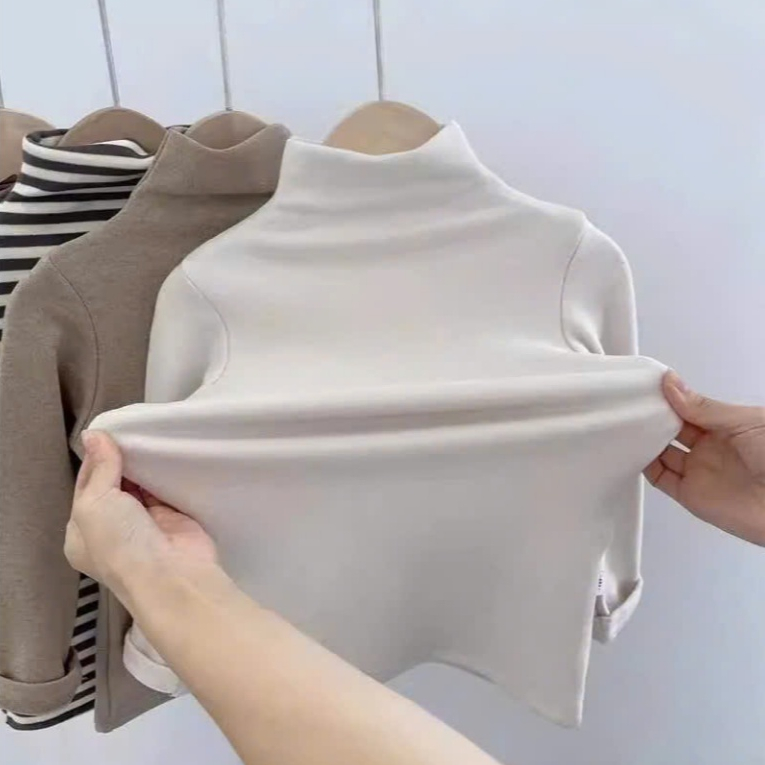 Áo giữ nhiệt cổ cao chất nỉ zip cotton lót nỉ cực ấm cho bé trai bé gái 8-32kg mesocshop