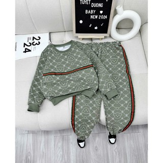 BỘ NỈ DA CÁ IN GẤU TRÀN THÂN CHO BÉ TRAI 6-18KG