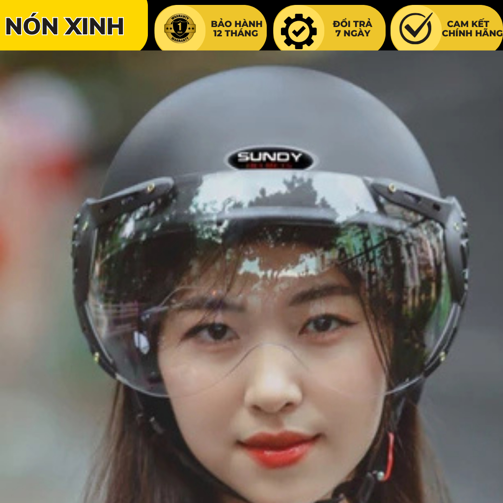 Mũ bảo hiểm nửa đầu có kính SUNDY HP-01K an toàn, thời trang, nhiều màu ...